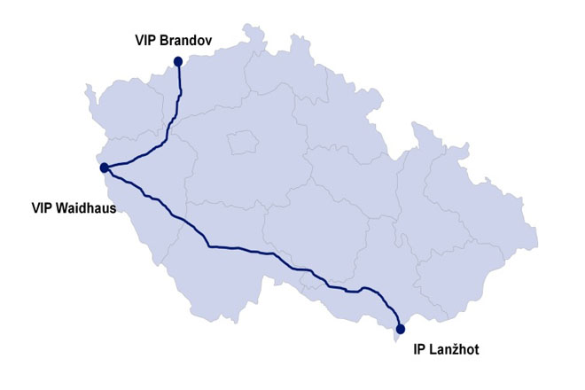 Plánované koridory na dovoz vodíku do ČR 